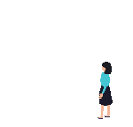 A Gif animation of payment, an idling vehicle, a shop stand and a lady waiting for her delivery.